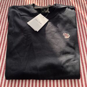 Paul Smith Slim Fit T-Shirt Zebra Navy Organic Cotton Small NWT